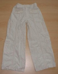 Béžové šusťákové kalhoty s kapsami