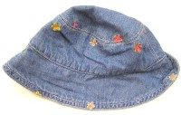 Modrý riflový klobouček s kytičkami zn. Adams