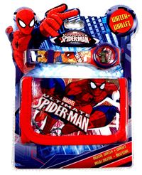 Nové - 2set - Červeno-fialová peněženka + digitální hodinky se Spider-manem zn. Marvel
