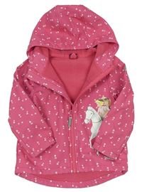 Růžová softshellová bunda Bibi&Tina a srdíčky a kapucí 