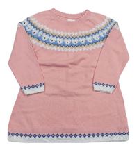 Růžové svetrové šaty se vzorovanými pruhy zn. Mothercare