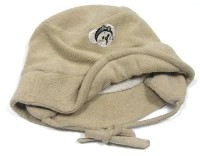 Béžový fleecový oteplený klobouček s myškou