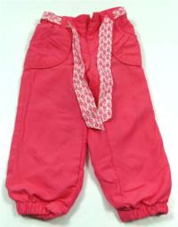 Růžové šusťákové kalhoty s páskem zn. early days