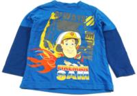 Modro-tmavomodré triko s požárníkem Samem
