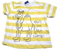 Bílo- žluté pruhované tričko se žirafkou zn. Cherokee