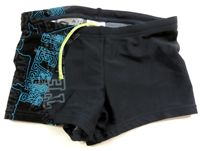 Antracitové nohavičkové plavky s nápisem 