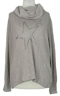 Dámský béžový svetr s hvězdičkami a komínovým límcem zn. Betty Barclay 
