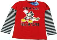 Outlet - Červeno-pruhované triko s Mickeym zn. Disney 