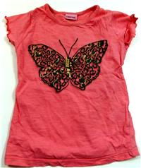 Růžové tričko s motýlkem zn. Cherokee