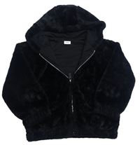 Černá kožešinová podšitá bunda s kapucí zn. F&F