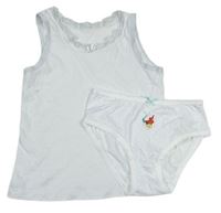 2Set - Bílá košilka s krajkou a mašličkou + kalhotky s Ariel a puntíky zn. Disney