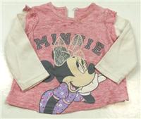 Růžovo-bílé melírované triko s Minnie zn. George + Disney