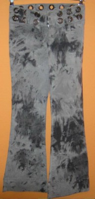 Dámské šedé vzorované plátěné kalhoty