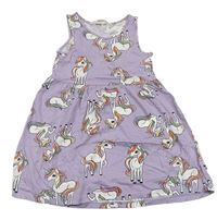 Lila bavlněné šaty s jednorožci zn. H&M