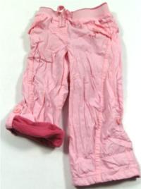 Růžové plátěné oteplené roll-up kalhoty s výšivkou loga zn. Next