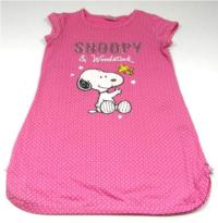 Růžová noční košile s puntíky a se Snoopym 