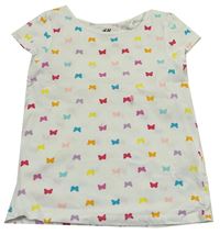 Bílé tričko s barevnými motýlky zn. H&M