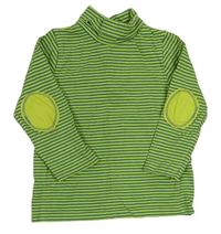 Zeleno-tmavozelené pruhované triko s rolákem zn. Vertbaudet