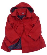 Červený flaušový zateplený kabát s kapucí zn. F&F