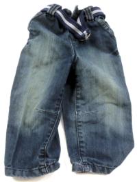 Tmavomodré riflové kalhoty s páskem 