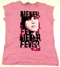 Růžové tričko s Justinem Bieberem 