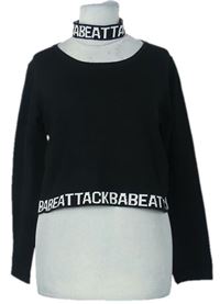 Dámský černý crop svetr s nápisy a chokerem zn. H&M