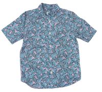 Růžovo-modrá košile s listy zn. F&F