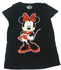 Černé tričko s Minnií a třpytkami zn. Disney 