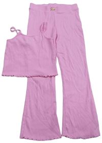 2set- Růžový žebrovaný crop top + Kalhoty - Barbie zn. River Island
