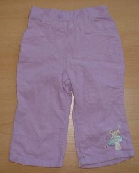 Fialové manžestrové kalhoty s výšivkou