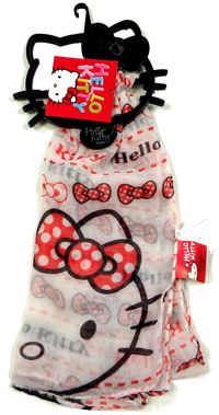 Nové - Bílý šátek s Hello Kitty a mašličkami zn. Sanrio 