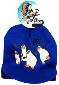 Nové - Modrá čepice s tučnáky z Madagaskaru zn. Nickelodeon