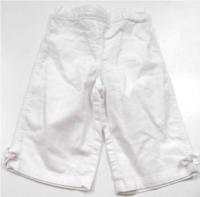Bílé 7/8 lněné kalhoty s mašličkami zn. Next
