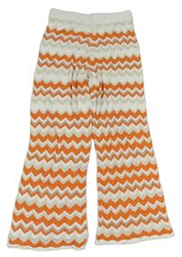 Bílo-oranžovo-zlaté vzorované třpytivé pletené kalhoty zn. River Island