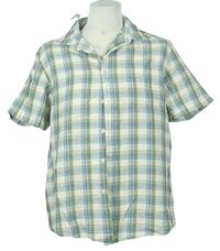 Pánská zeleno-modro-smetanová kostkovaná lněná košile zn. TU 