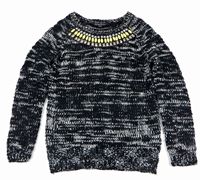 Černý melírovaný svetr s kamínky zn. Candy