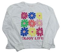 Smetanové triko s květy a nápisem zn. F&F
