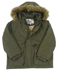 Khaki šusťáková zimní bunda s kapucí zn. M&S