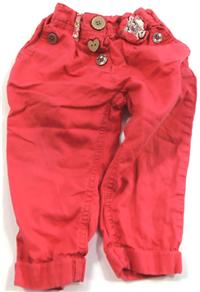 Červené plátěné kalhoty s kytičkou zn. Next