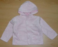 Růžový propínací sametový oteplený kabátek s kapucí zn. Marks&Spencer