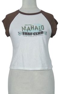 Dámské bílo-hnědé crop tričko s nápisem zn. H&M