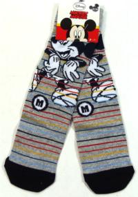 Nové - Šedé ponožky s Mickeym a proužky zn. Disney vel. 31-34