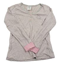 Šedo-růžové pruhované triko s jednorožcem zn. Pocopiano 