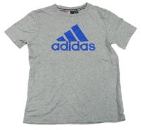 Šedé melírované tričko s logem zn. Adidas