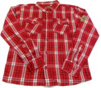 Červeno-béžová kostkovaná košile 