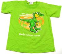 Zelené tričko s dinosaurem vel.122/128