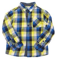 Modro-žlutá kostkovaná flanelová košile zn. M&S