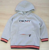 Béžová fleecová mikinka s nápisem a kapucí zn. DKNY