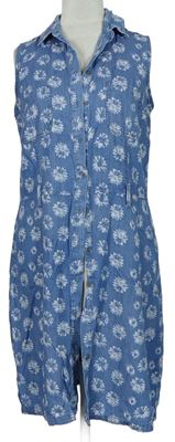 Dámské modré květované košilové šaty riflového vzhledu zn. Dorothy Perkins 