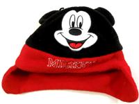 Červeno-černá fleecová čepička s Mickey Mousem zn. Disney